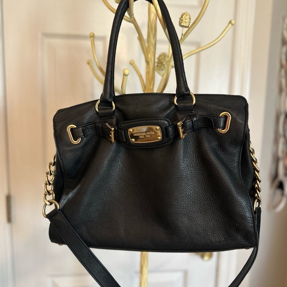 Authentic Michael Kors Black Leather Handbag - Picture 1 of 15
